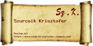 Szurcsik Krisztofer névjegykártya